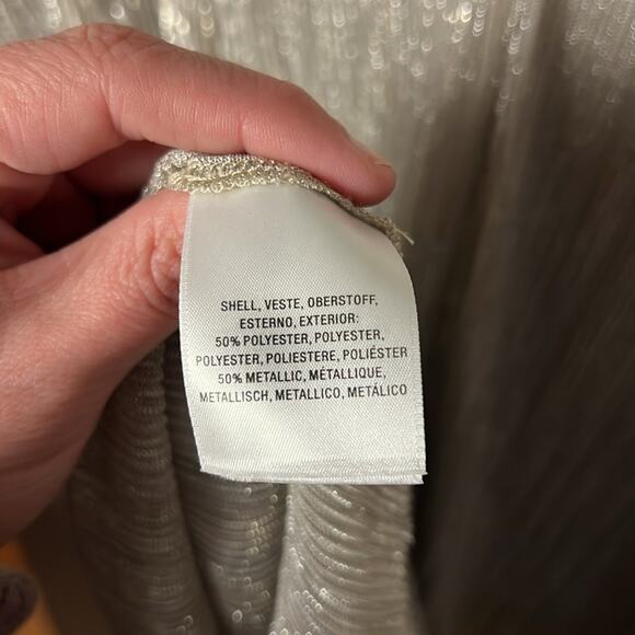 ANTHROPOLOGIE VANESSA VIRGINIA METALLIC FLUTTER SLEEVE TOP Small - Picture 5 of 7